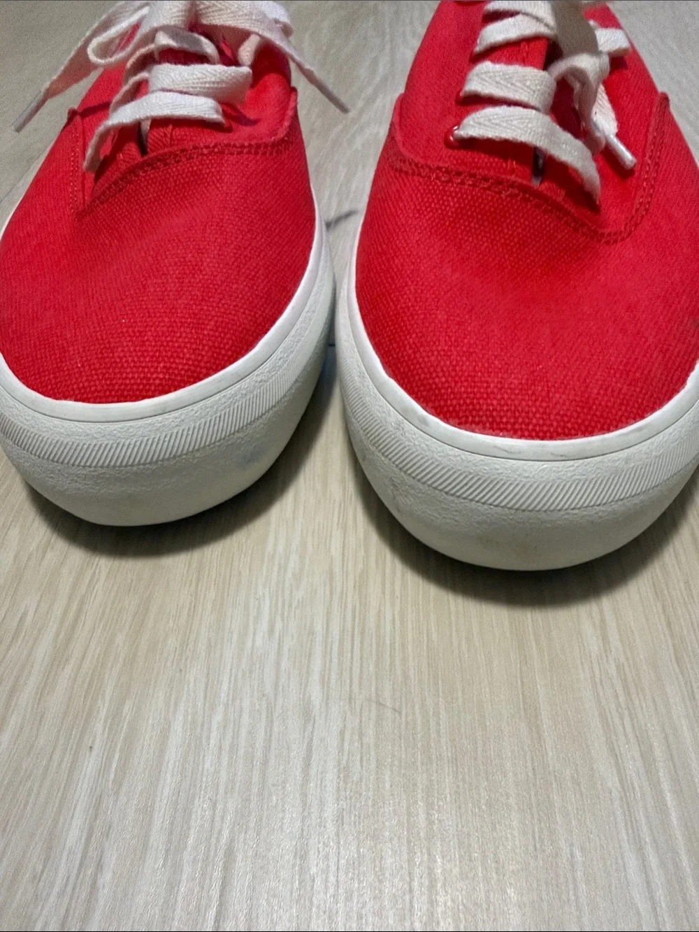 Keds Red Canvas Low-Top Sneakers with White Laces